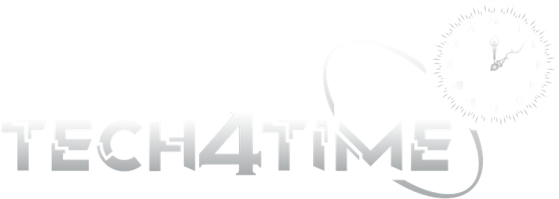 Tech4TIME logo in pale ink on a transparent background