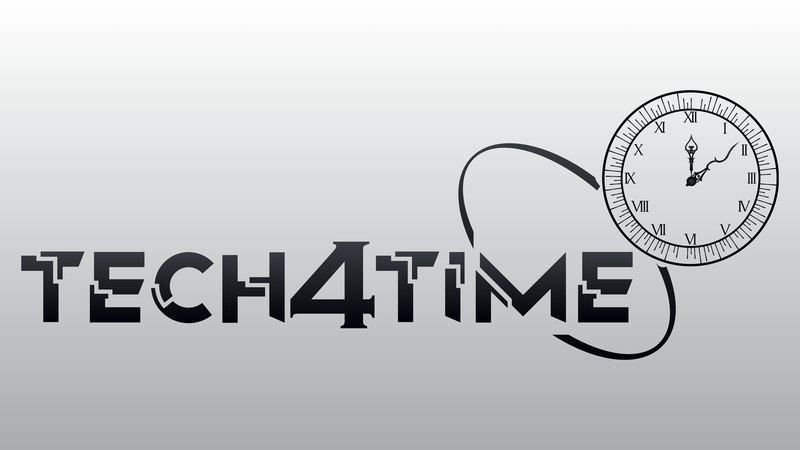 Tech4TIME logo in dark ink on a light background plate