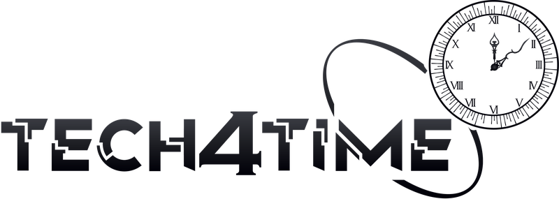 Tech4TIME logo in dark ink on a transparent background
