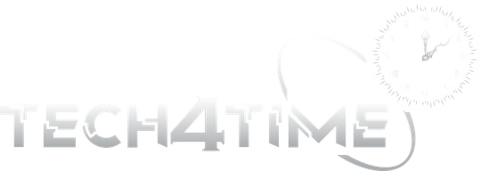Tech4TIME wordmark and clock emblem