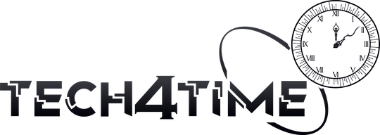 Tech4TIME wordmark and clock emblem